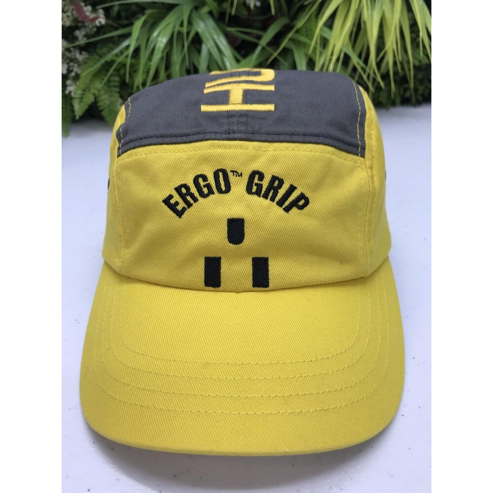 Hubbell Hat Cap Strap Back Yellow Gray Advertising Embroidered Ergo Grip Mens